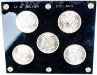 Coin 5 Morgan Silver Dollars Brilliant Unc.  Keys!