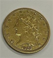 1836 CLASSIC HEAD $5 GOLD US MINT COIN RARE