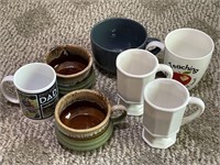 Lot of misc cups, bowls, creamer and others