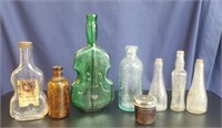 Lot Vintage Bottles various shapes & colors