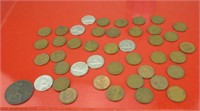 36 Canada & USA 1 Cent Coins, 6 Nickels &
