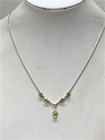 NEW STERLING SILVER,SS & PERIDOT NECKLACE