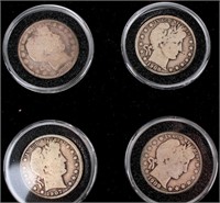 Coin 4 Barber Half Dollars in Plush Case