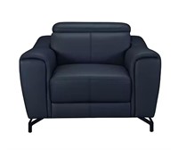 Evan Leather Chair - Dark Grey