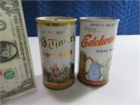 (2) OLD TIMER & EDELWEISS Steel Flat Top Beer Cans