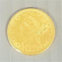 1901 US $5 gold coin San Francisco mint mark