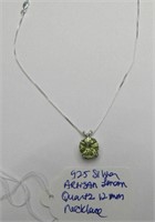 925 Silver Artisan Lemon Quartz 12mm Necklace