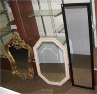(3) Various styled wall mirrors. Largest measures