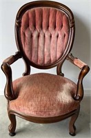 Antique Victorian Walnut Balloon Parlor Arm Chair