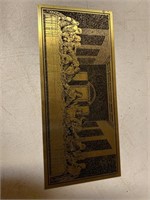 Vintage engraved brass plate last supper