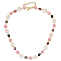 Silver Gold-plated  Multi Gemstone Necklace