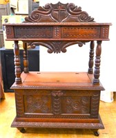 Vintage oak carved dessert server