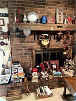 Decorative Contents on Fireplace & Mantle