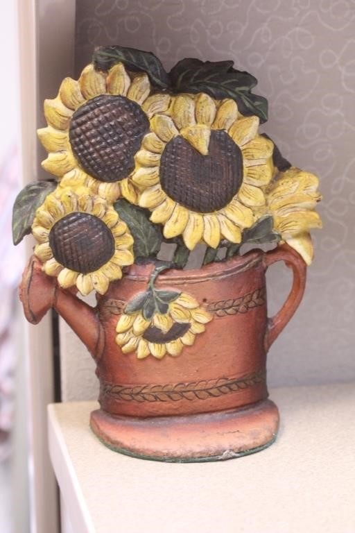 Vintage Cast Iron Sunflower Door Stopper