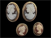 18K & 14K Gold Cameo Earrings