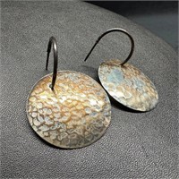 Sterling Silver Hammered Texture Round Earrings