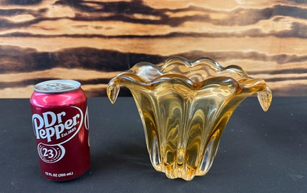 Teleflora Amber Art Glass