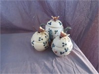 BEEHIVE SMALL TEA POT & DOUBLE SUGAR BOWL