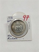 1938 New Rochelle commemorative half dollar UNC