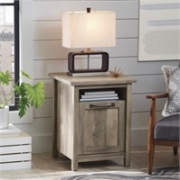 B4014 Farmhouse Side Table, Rustic Gray, USB