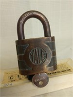Yale brass padlock with key