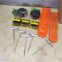 2 String Trimmer Heads, Bar Guards, Wrenches