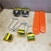 2 String Trimmer Heads, Bar Guards, Wrenches