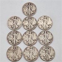 Walking Liberty Silver Half Dollars (10)