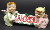 Vintage Japan Lefton Angels Noel Banner Figurine