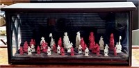CARVED IVORY CHESS SET CIRCA 1850'S ?
IN WOOD