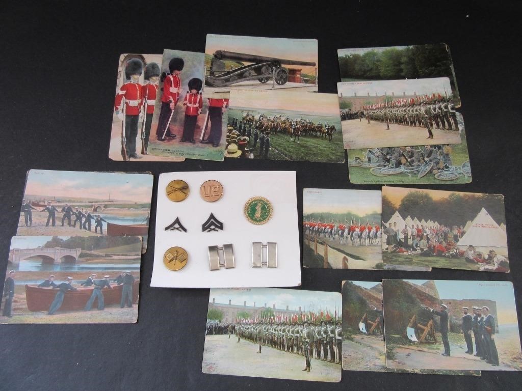 Military Insignia Rank Pins & Postcards