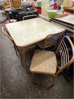 Card table and folding chairs