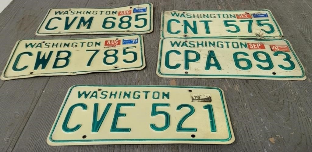 (5) Old Washington Liscence Plates