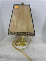 Brass slag glass lamp