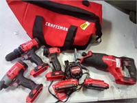 Craftsman 4 Tool Combo Kit 2 Batteries And