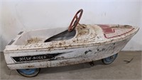 Vintage metal Jolly Roger Pedal Car Boat.