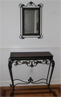 wrought iron entry way table w matching mirror