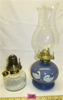 Oil Lamp Ducks, Electrified Lamp needs cord & glb