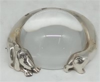 (M) Dachshund Metal and glass  paperweight