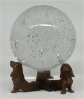 (M) Dachshund Metal stand with Crystal Ball