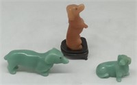 (M) Hand Carved stone Dachshund figures