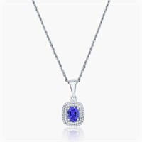 14K WHITE GOLD 1.10CT TANZANITE 0.30CT DIAMOND PEN