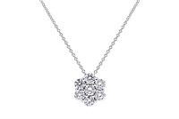 14K WHITE GOLD 1.30CT DIAMOND FLOWER CLUSTER PENDA