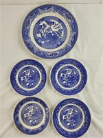 Five pc. Set Willow Ware by Royal China Blue