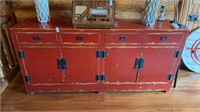 Antique Style Distressed Credenza 78"