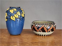 ARTS AND CRAFTS VASE AND BOWL
