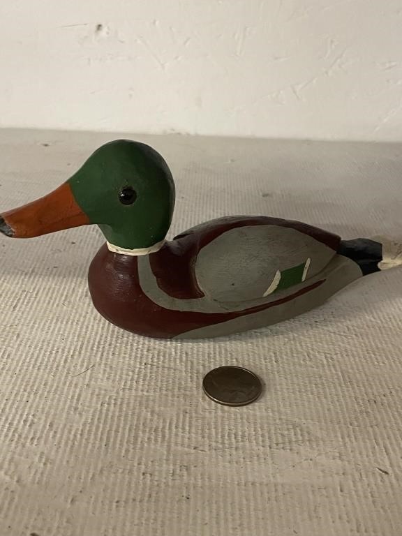 8" Wooden Duck Decoy with Glass Eyes
