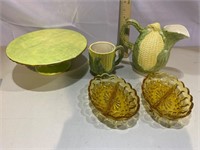 Corn Pitcher, mug & Indian glass