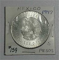 1947  Mexico  5 Pesos  BU   .8680 asw.