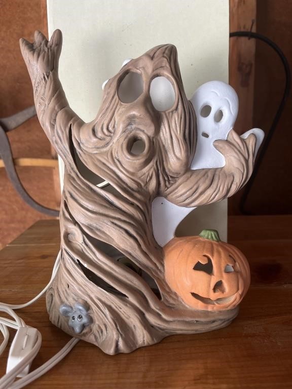 Vintage Ceramic Halloween Lighted Ghost with